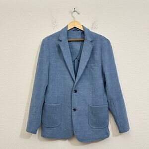 ARTEFACT Blazer Jacket Heather Blue Knit Stretch Sport Coat Preppy Office